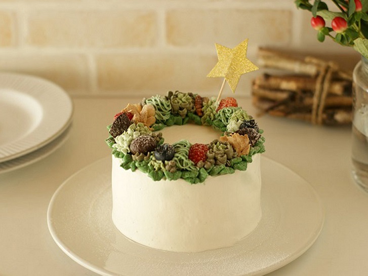 片瀬山c S Libre 12月 クリスマスの グリーンリースケーキ レッスンのお知らせ Cake Design Hane