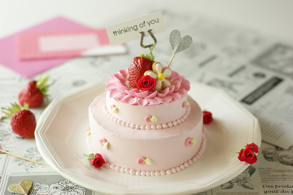 18 バレンタインに贈るミニ2段ケーキ レッスンのお知らせ Cake Design Hane