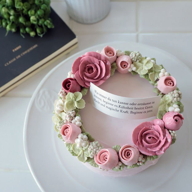 年11月 オリジナルケーキデコレーションコース 卒業生レッスン ピンク色のローズケーキ のお知らせ Cake Design Hane